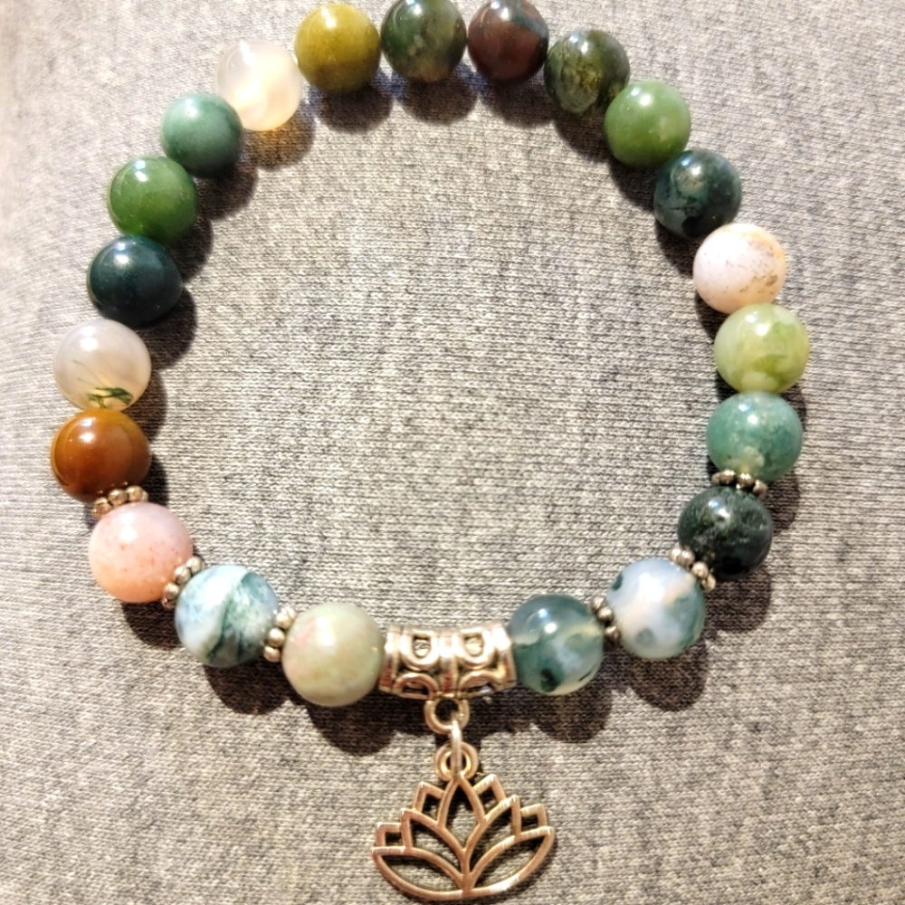 Beaded stretch ohm bracelet multi color stones